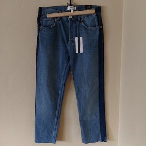 Mango, raw hem cropped tuxedo staright leg jeans, high rise, US 6, Euro 38, NWT